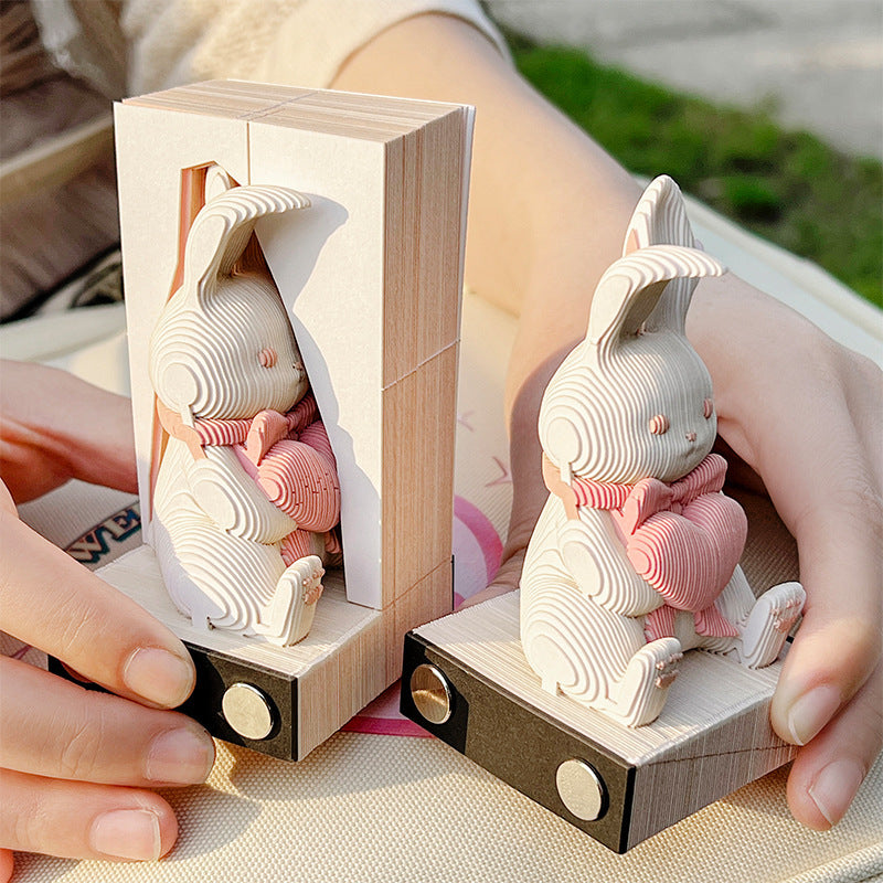Süßes Bunny 3D Hand Notizblock